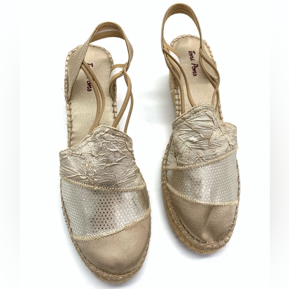 SH2 Toni Pons Espadrille Wedge Sandals Beige‎ Preppy Closed Toe Size 10 / EU41